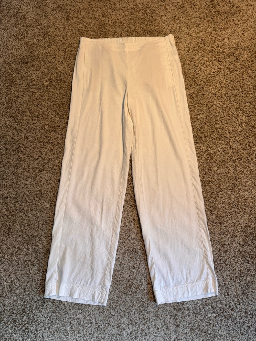 J. Jill White Straight-Leg Stretch Linen Lightweight Pants - 8